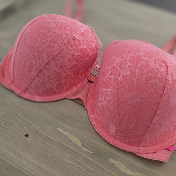 NWT Victoria's Secret PINK Body Lined Demi Bra coral pink size 36DD or 36E - Picture 2 of 11